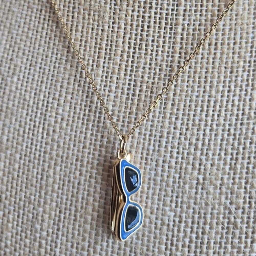 kate spade ♠️ Gold Tone Blue Sunglasses 🕶️ Charm Necklace